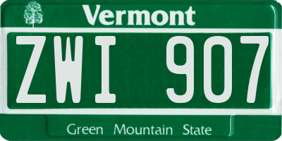 VT license plate ZWI907