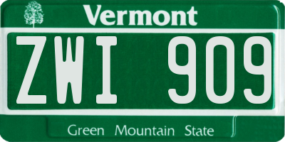VT license plate ZWI909