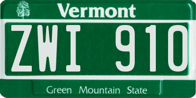 VT license plate ZWI910