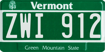 VT license plate ZWI912