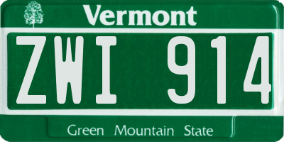 VT license plate ZWI914