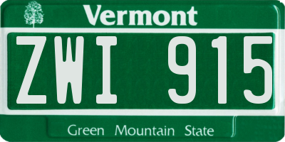 VT license plate ZWI915