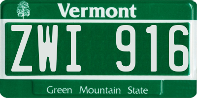 VT license plate ZWI916