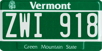 VT license plate ZWI918