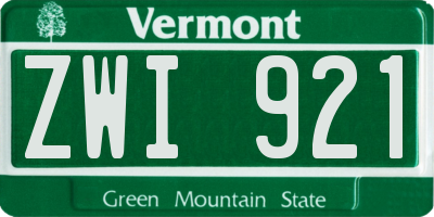 VT license plate ZWI921