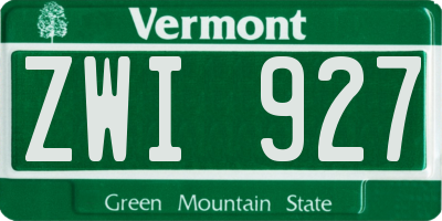 VT license plate ZWI927
