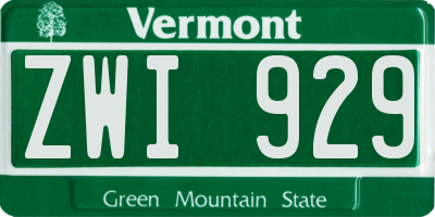 VT license plate ZWI929