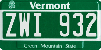 VT license plate ZWI932