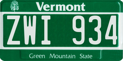 VT license plate ZWI934