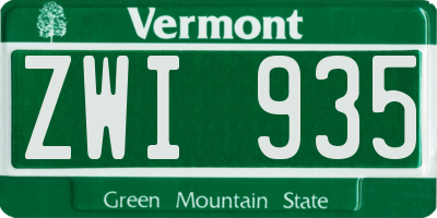 VT license plate ZWI935