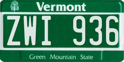 VT license plate ZWI936