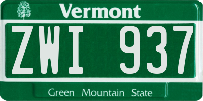 VT license plate ZWI937