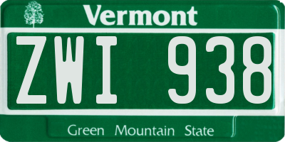 VT license plate ZWI938