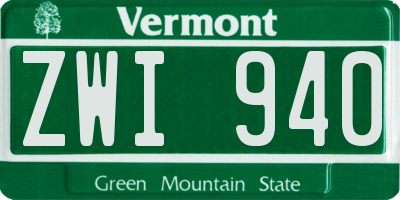 VT license plate ZWI940