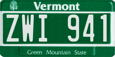 VT license plate ZWI941