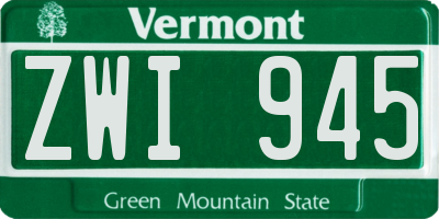 VT license plate ZWI945