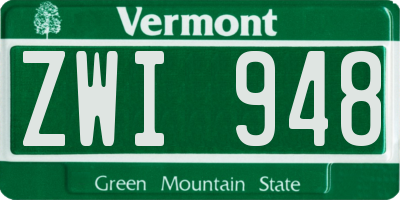 VT license plate ZWI948