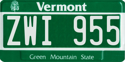 VT license plate ZWI955