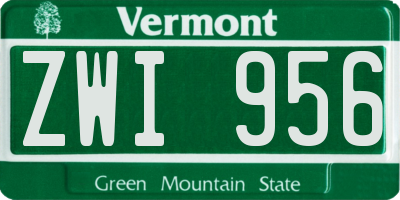 VT license plate ZWI956