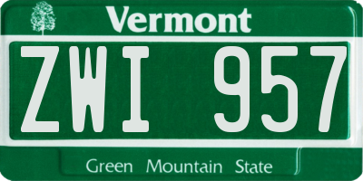 VT license plate ZWI957