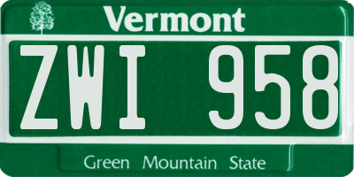 VT license plate ZWI958