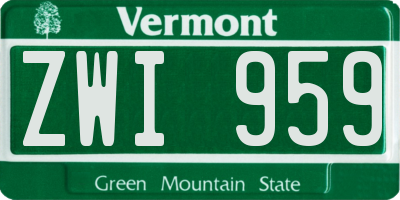 VT license plate ZWI959