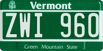 VT license plate ZWI960
