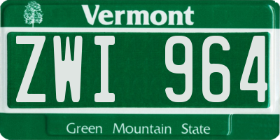 VT license plate ZWI964