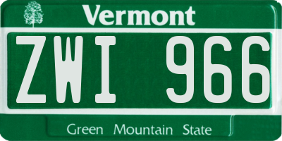 VT license plate ZWI966