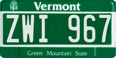 VT license plate ZWI967