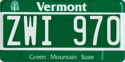 VT license plate ZWI970