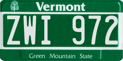 VT license plate ZWI972
