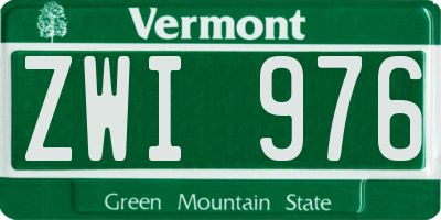 VT license plate ZWI976