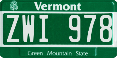 VT license plate ZWI978