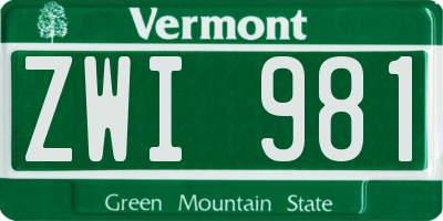 VT license plate ZWI981