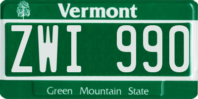 VT license plate ZWI990
