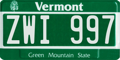VT license plate ZWI997