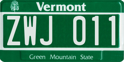 VT license plate ZWJ011