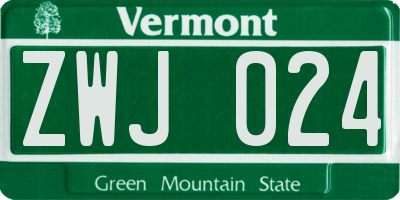VT license plate ZWJ024