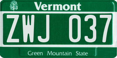 VT license plate ZWJ037