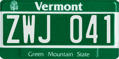 VT license plate ZWJ041