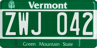 VT license plate ZWJ042