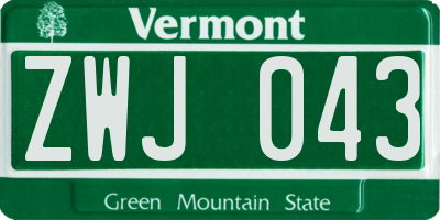 VT license plate ZWJ043