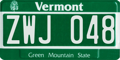 VT license plate ZWJ048