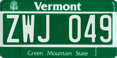 VT license plate ZWJ049