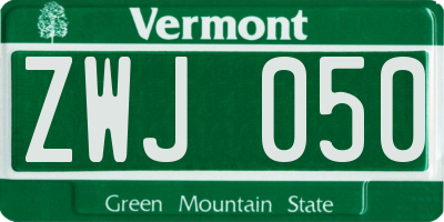 VT license plate ZWJ050