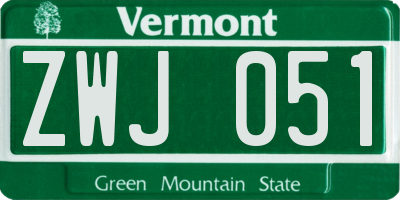 VT license plate ZWJ051