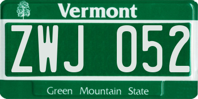 VT license plate ZWJ052