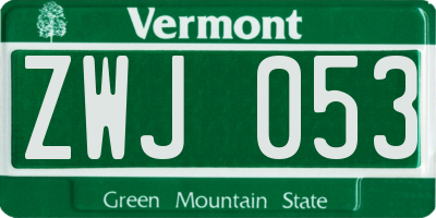 VT license plate ZWJ053