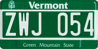 VT license plate ZWJ054